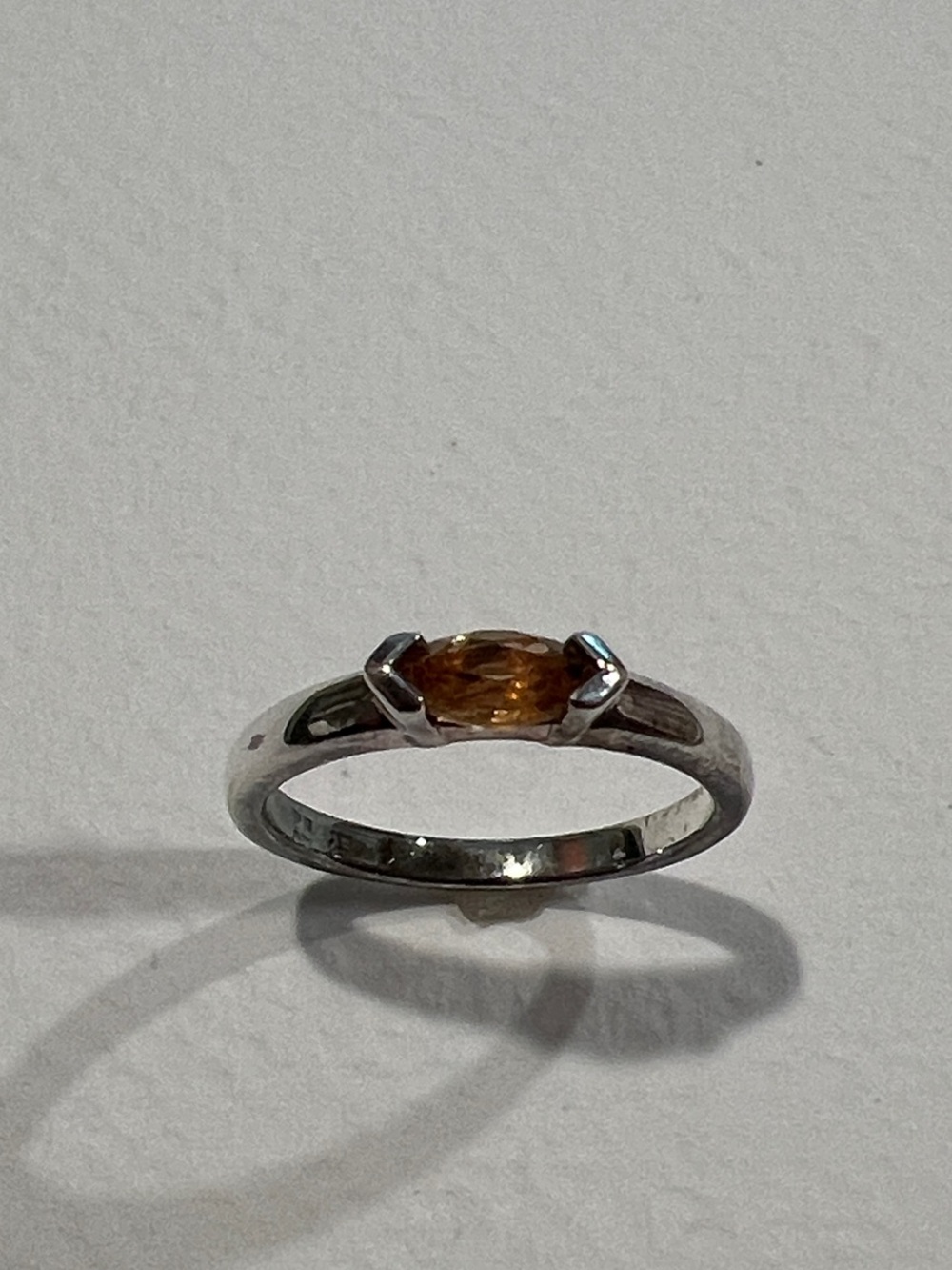 Sterling Silver Citrine Band Ring - Orange Gemstone